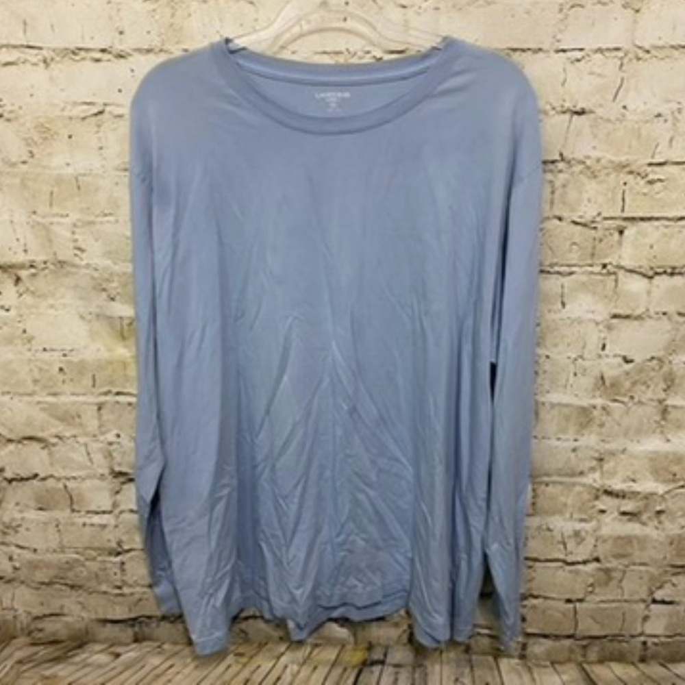 Lands End Light Blue Long Sleeve Solid Super T Cotton Tee T Shirt